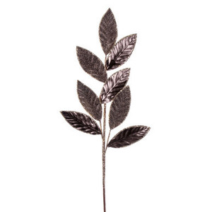 RG220787 Vickerman - 27.5" Artificial Pewter Metallic Leaf Glitter Spray - 3 Pack