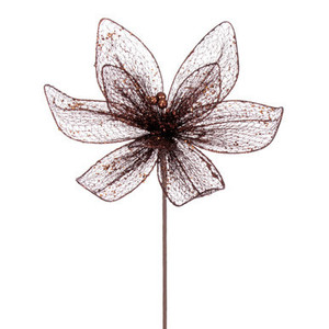 Vickerman 24" Mocha Mesh Glitter Sequin Poinsettia 2 per bag