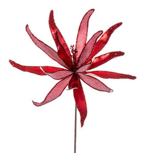 Vickerman 24" Red Metallic and Frosted Glitter Papyrus 2 per bag