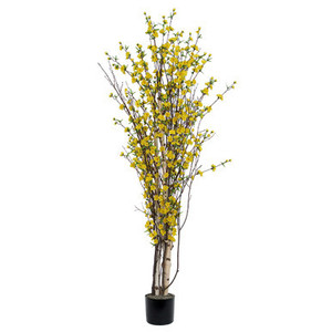 Vickerman 4' Artificial Yellow Blossom Tree in Black Planters Pot