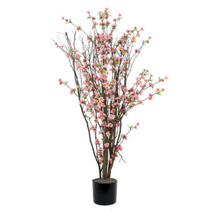 Vickerman 4' Artificial Hot Pink Blossom Tree in Black Planters Pot