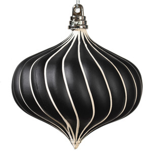MT2214710 Vickerman - 4 in Black White Matte Onion Christmas Ornament - 4 Pack