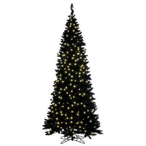 Vickerman 7.5' x 41" Flocked Black Fir Slim Christmas Tree Warm White LED Mini Lights