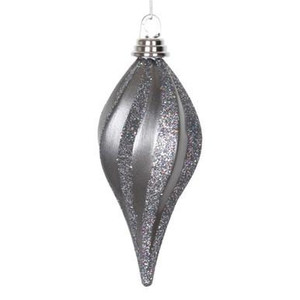  Vickerman 8" Pewter Glitter Swirl Drop Christmas Ornament 