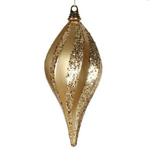 Vickerman 12" Gold Glitter Swirl Drop Christmas Ornament