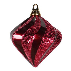 Vickerman 6" Burgundy Candy/Glitter Swirl Diamond Christmas Ornament