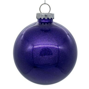 Vickerman 4.75" Clear Ball Christmas Ornament with Purple Glitter Interior 4 Pieces per bag