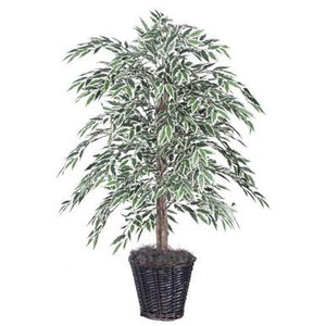 Vickerman 4' Artificial Variegated Smilax Bush Rattan Basket