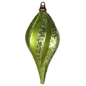 Vickerman 12" Lime Glitter Swirl Drop Christmas Ornament