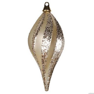 Vickerman 12" Champagne Glitter Swirl Drop Christmas Ornament