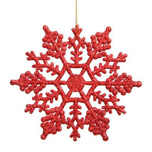 Vickerman 6.25" Red Glitter Snowflake Christmas Ornament 12 per Box