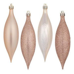  Vickerman 5.5" Cafe Latte Finial Drop Christmas Ornament Assorted 4 Finish 8 per Pack 