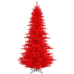  Vickerman 5.5' Red Fir Artificial Christmas Tree Red Dura-lit LED Lights 