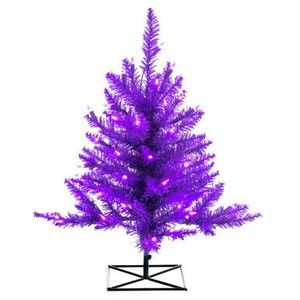Vickerman 3' Purple Fir Artificial Christmas Tree Purple  Dura-lit LED Lights