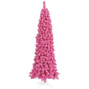  Vickerman 6.5' Flocked Pink Pencil Fir Artificial Christmas Tree Unlit 