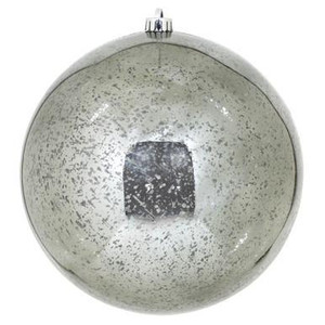 Vickerman 10" Pewter Shiny Mercury Ball Christmas Ornament 