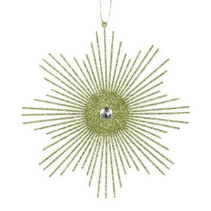  Vickerman 6.5" Lime Snowflake Burst Glitter Christmas Ornament 6 per Bag 
