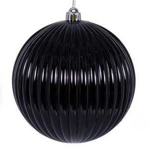  Vickerman 4" Black Shiny Lined Mercury Ball Christmas Ornament 6 per bag 