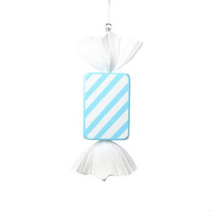 Vickerman 18.5" Baby Blue Rectangle Striped Candy Christmas Ornament