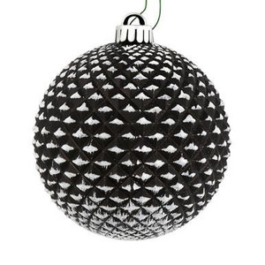Vickerman 4" Black Durian Glitter Ball Christmas Ornament 6 per Bag
