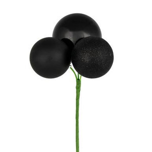  Vickerman 18" Black Ball Ornament Christmas Pick 4 per set 