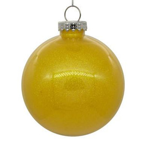 Vickerman 4" Clear Ball Christmas Ornament with Yellow Glitter Interior 6 Pieces per bag
