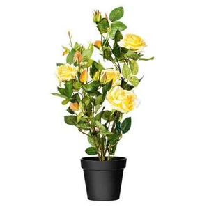 Vickerman 21" Artificial Yellow Rose Plant in Pot