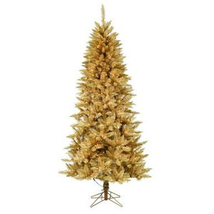 Vickerman 9' x 52" Gold Fir Artificial Christmas Pencil Tree Warm White Dura-Lit LED Lights