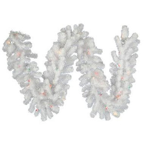  Vickerman 9' Crystal White Spruce Artificial Christmas Garland Multi-Colored LED Mini Lights 