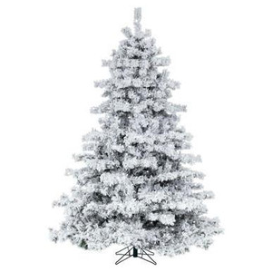 Vickerman 5.5' Flocked Alaskan Pine Artificial Christmas Tree Pure White Single Mold LED lights