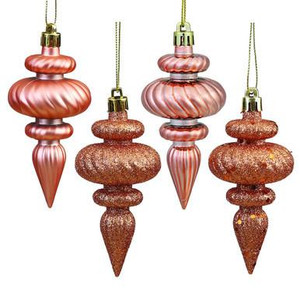  Vickerman 4" Rose Gold 4-Finish Finial Christmas Ornament 8 per Box 