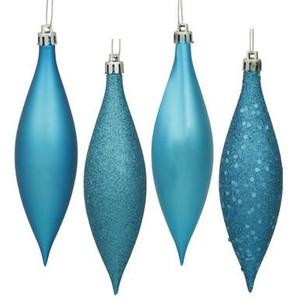 Vickerman 5.5" Turquoise Finial Drop Christmas Ornament Assorted 4 Finish 8 per Pack
