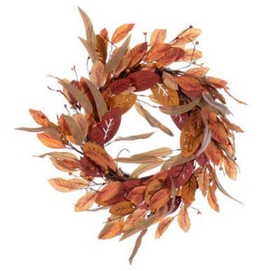 Vickerman 22" Cream Red Artificial Leaf Wreath