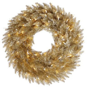 Vickerman 36" Champagne Fir Artificial Christmas Wreath Warm White Dura-Lit LED lights