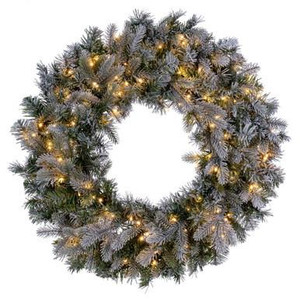 Vickerman 36" Frosted Douglas Fir Artificial Pre-Lit Wreath Warm White 3mm LED Wide Angle Lights