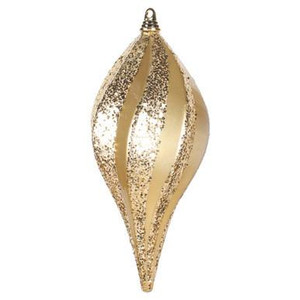 Vickerman 8" Gold Glitter Swirl Drop Christmas Ornament