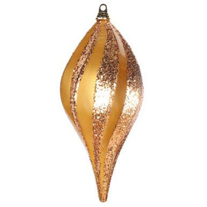  Vickerman 8" Antique Gold Swirl Drop Christmas Ornament Featuring a Candy Finish Glitter Accent also Shatterproof 