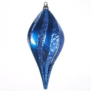 Vickerman 8" Sea Blue Glitter Swirl Drop Christmas Ornament