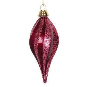  Vickerman 8" Dark Cerise Swirl Drop Christmas Ornament with Candy Finish and Glitter Accent also Shatterproof 