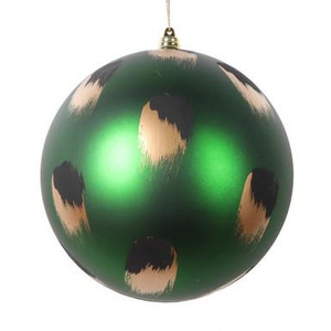 Vickerman 6" Matte Emerald Ball Christmas Ornament with Gold and Black Brush Strokes 2 per bag