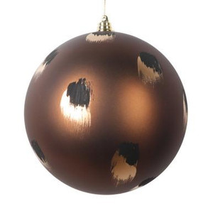 Vickerman 6" Matte Mocha Ball Christmas Ornament with Gold and Black Brush Strokes 2 per bag