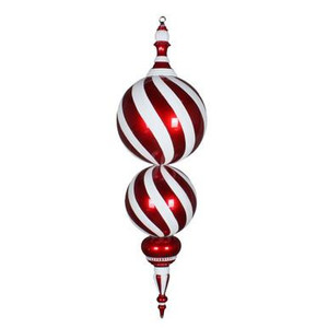  Vickerman 30" Red and White Stripe Candy Finish Finial Christmas Ornament 