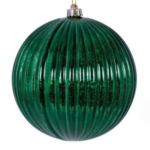  Vickerman 8" Midnight Green Shiny Lined Mercury Ball Christmas Ornament 