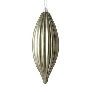  Vickerman 8" Pewter Shiny Line Finial Christmas Ornament Pack of 4 