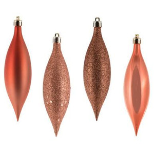 Vickerman 5.5" Coral Finial Drop Christmas Ornament Assorted 4 Finish 8 per Pack