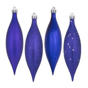  Vickerman 5.5" Purple Finial Drop Christmas Ornament Assorted 4 Finish 8 per Pack 