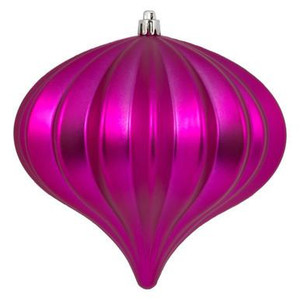  Vickerman 5.7" Fuchsia Matte Onion Christmas Ornament UV Treated with Wired Cap 3 per bag 