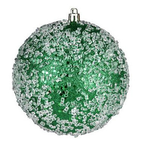  Vickerman 10" Green Glitter Hail Ball Christmas Ornament 
