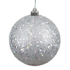 Vickerman 12" Silver Sequin Ball Christmas Ornament