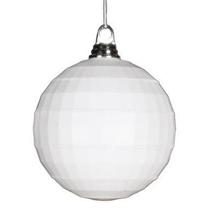 Vickerman 5.5" White Shiny and Matte Mirror Ball Christmas Ornament with Glitter Accents